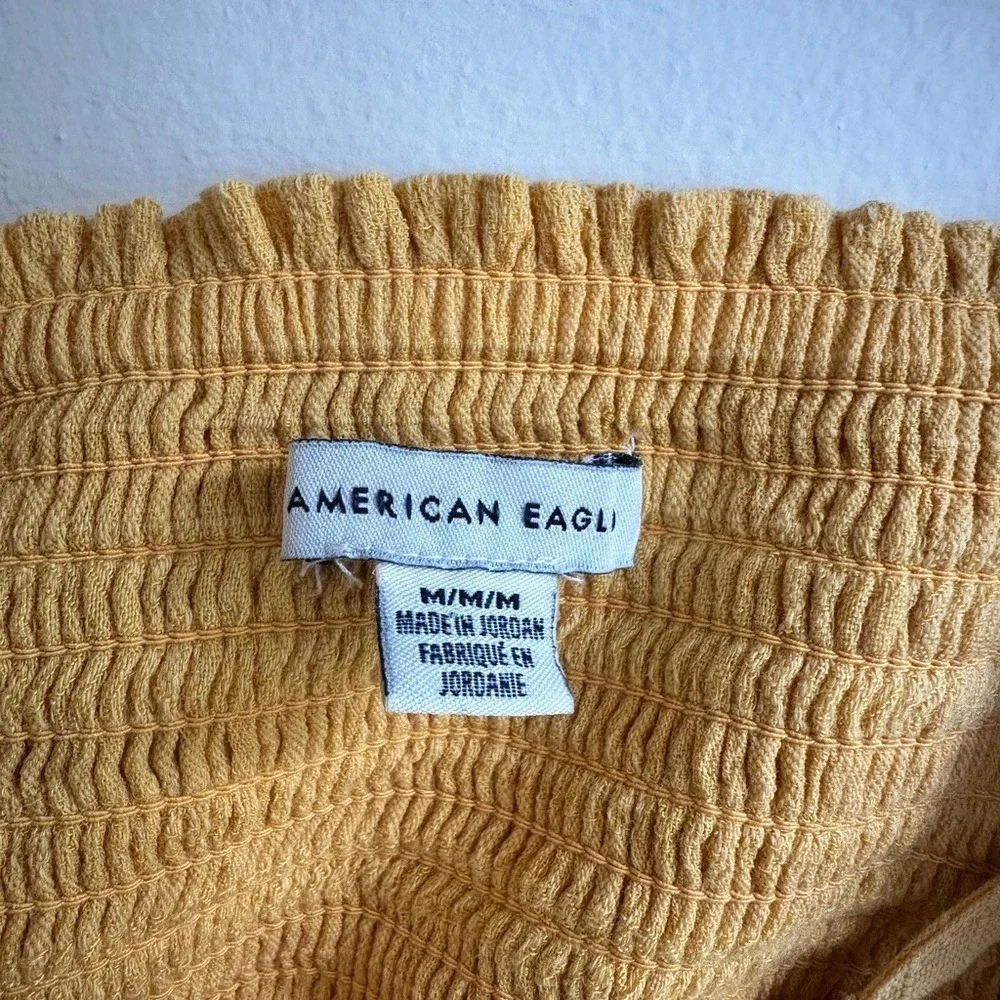 American Eagle Outfitters Yellow Plaid Ruffle Hem Belted Mini Dress M - Picture 3 of 4